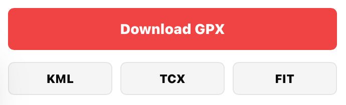 Screenshot of GPX download controls