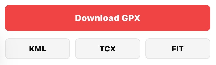 Screenshot of GPX download controls