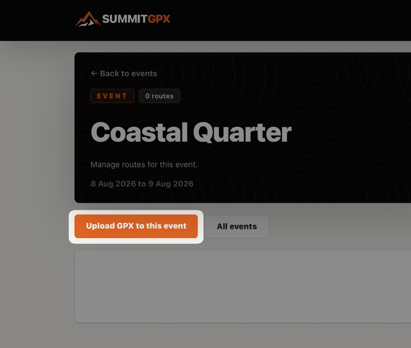 Screenshot of the GPX upload form